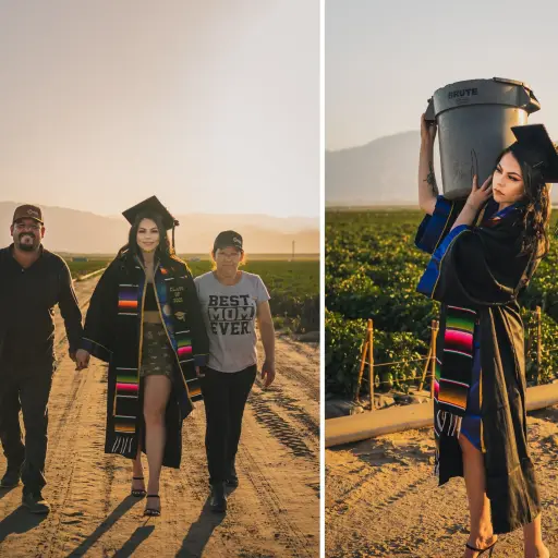 Celebra su graduación en el campo donde trabajan sus padres inmigrantes (4) ,