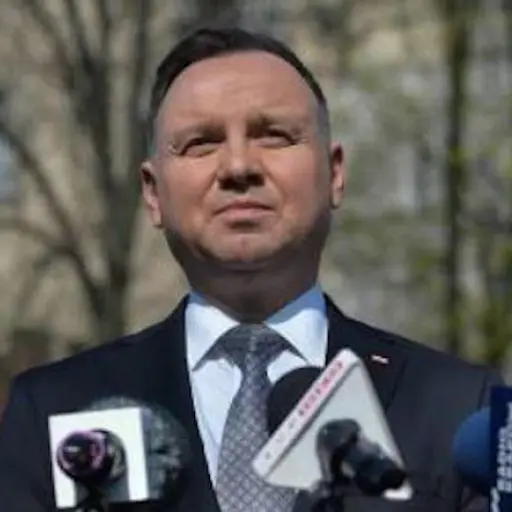 Polish President Andrzej Duda stops to address the media outside Wawel castle on his return from the visit of a sarcophagus where President Lech Kaczynski and First Lady Maria Kaczynska were laid to rest.Ten years ago, in the early hours of the morning, 