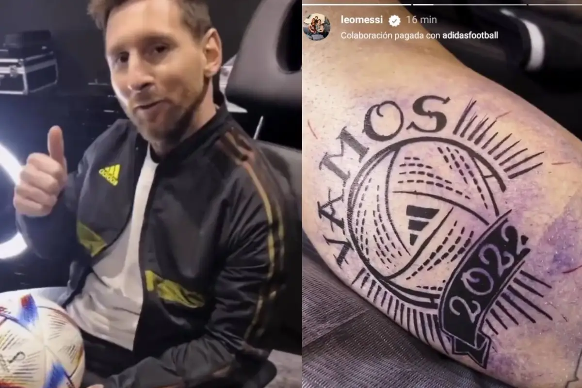 Messi se tatua el balón del Mundial (1), 