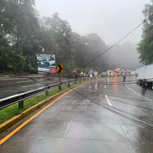 Cae árbol y derriba poste de alumbrado eléctrico en ruta hacia San Lucas Sacatepéquez ,