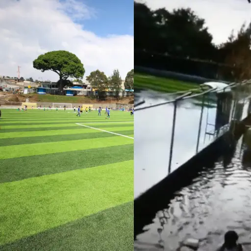 Estadio recien inaugurado en Villa Nueva colapsa por las lluvias - ,