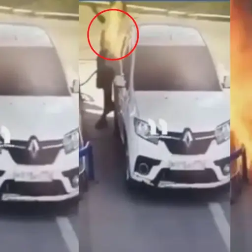 Hombre casi muere quemado al encender un cigarro en gasolinera ,