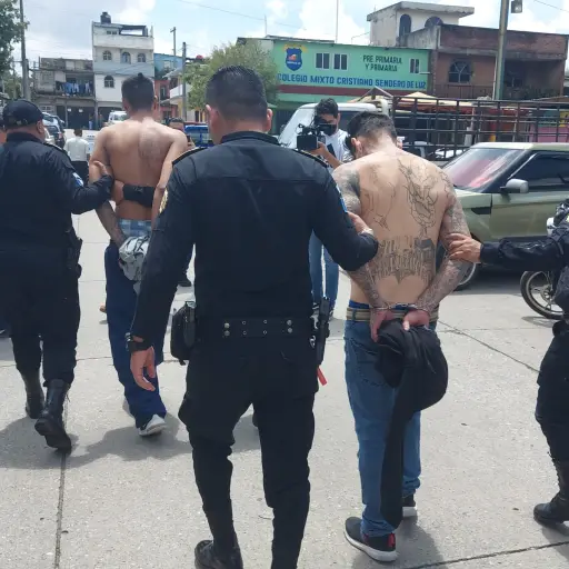 Captura de Integrantes de las maras 18 y Salvatrucha en Villa Nueva. / Foto: PNC