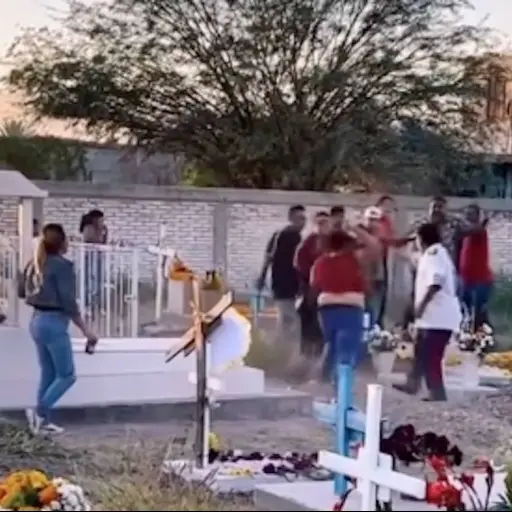 Graban a familia peleando por una herencia en un cementerio ,