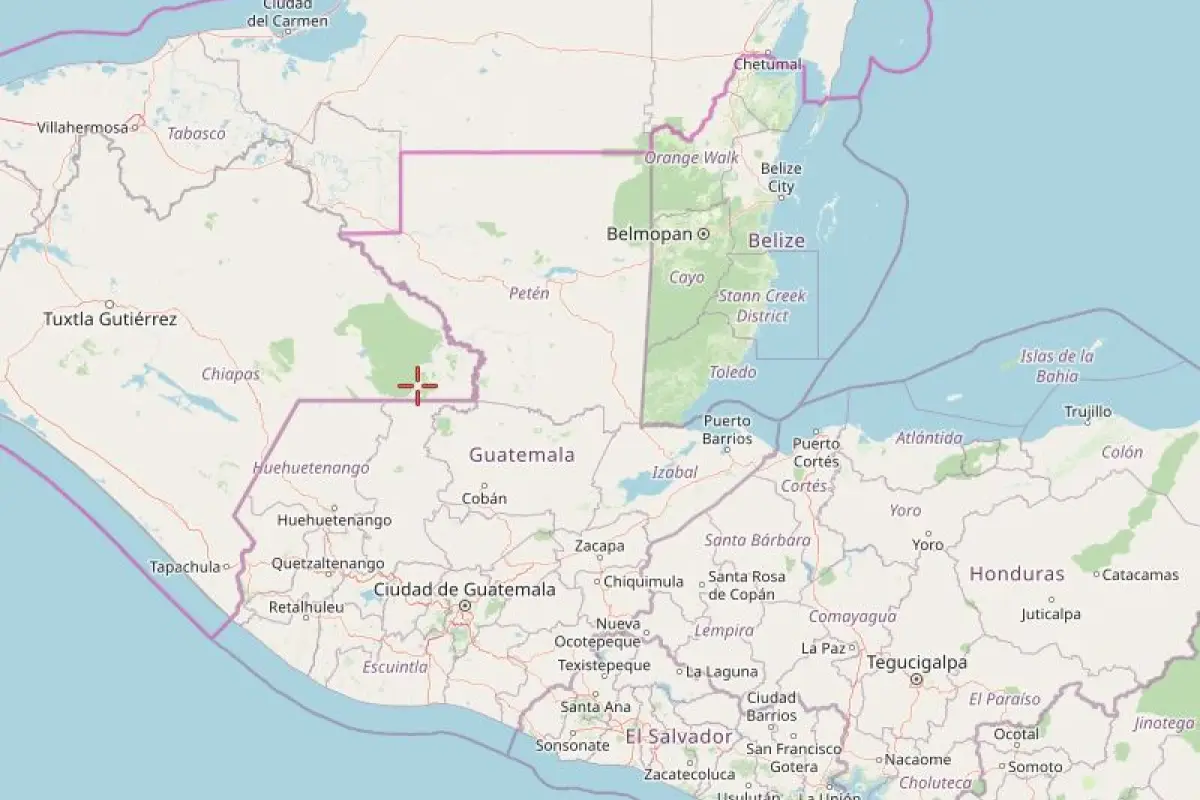 Mapa satelital de Guatemala.