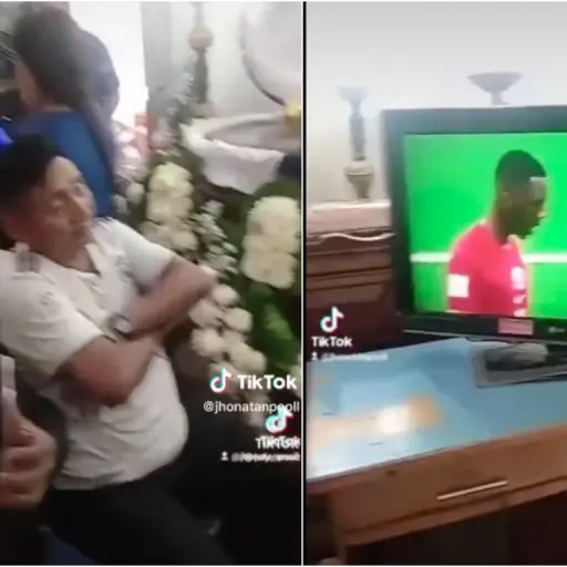 Aficionados colocan television cerca de ataud en pleno funeral para no perderse el Mundial ,