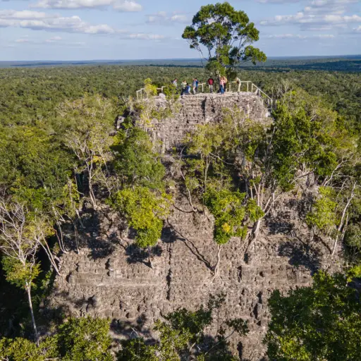 Vista aérea de la pirámide de La Danta en el sitio arqueológico El Mirador en San Andrés, Guatemala. Foto: AFP