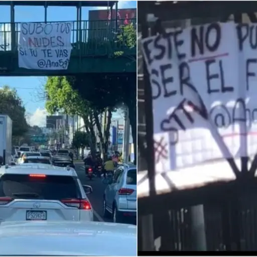 _Subo tus nudes_, los mensajes en mantas en pasarelas de la capital ,