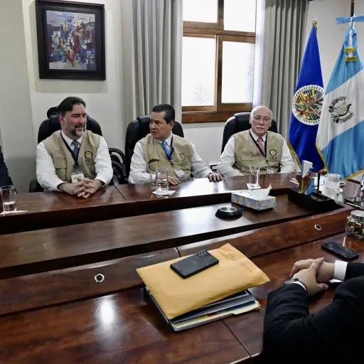 El presidente Alejandro Giammattei se reunió con delegados de la misión de la OEA en mayo. Foto: Gobierno