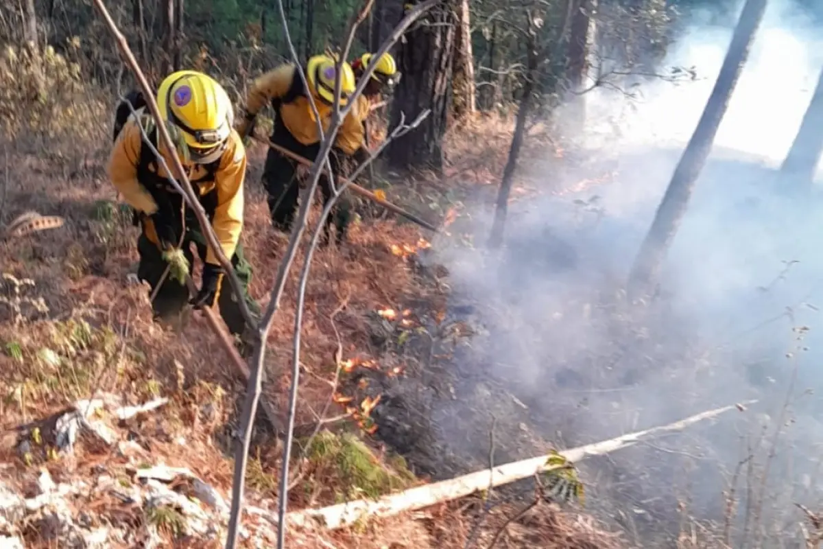 Incendio forestal en Santa Rosa. Foto: Conred