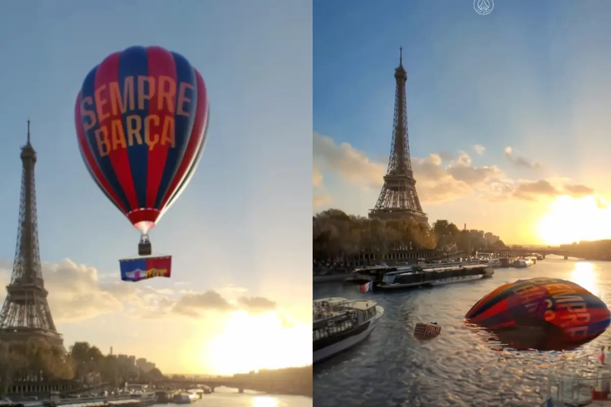 PSG responde al Barça por la imagen del globo aerostático en la Torre Eiffel, 