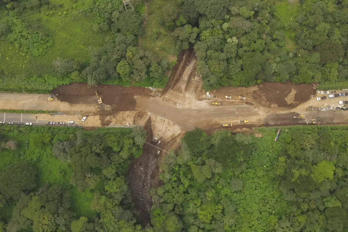 Hasta el 9 de agosto de 2024, estos eran los avances en la autopista Palín-Escuintla. Foto: CIV.