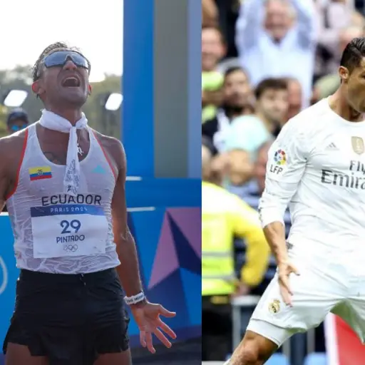 Pintado se giró hacia la multitud y, en un gesto que ya ha sido adoptado por varios atletas, realizó el famoso grito de Cristiano Ronaldo. ,