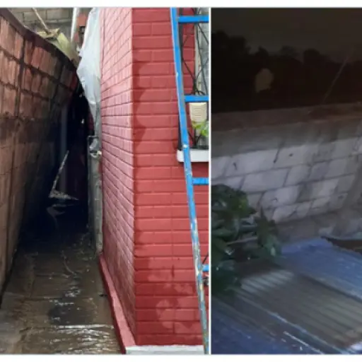 Colapso de muro en zona 7 de Mixco. Foto: Conred