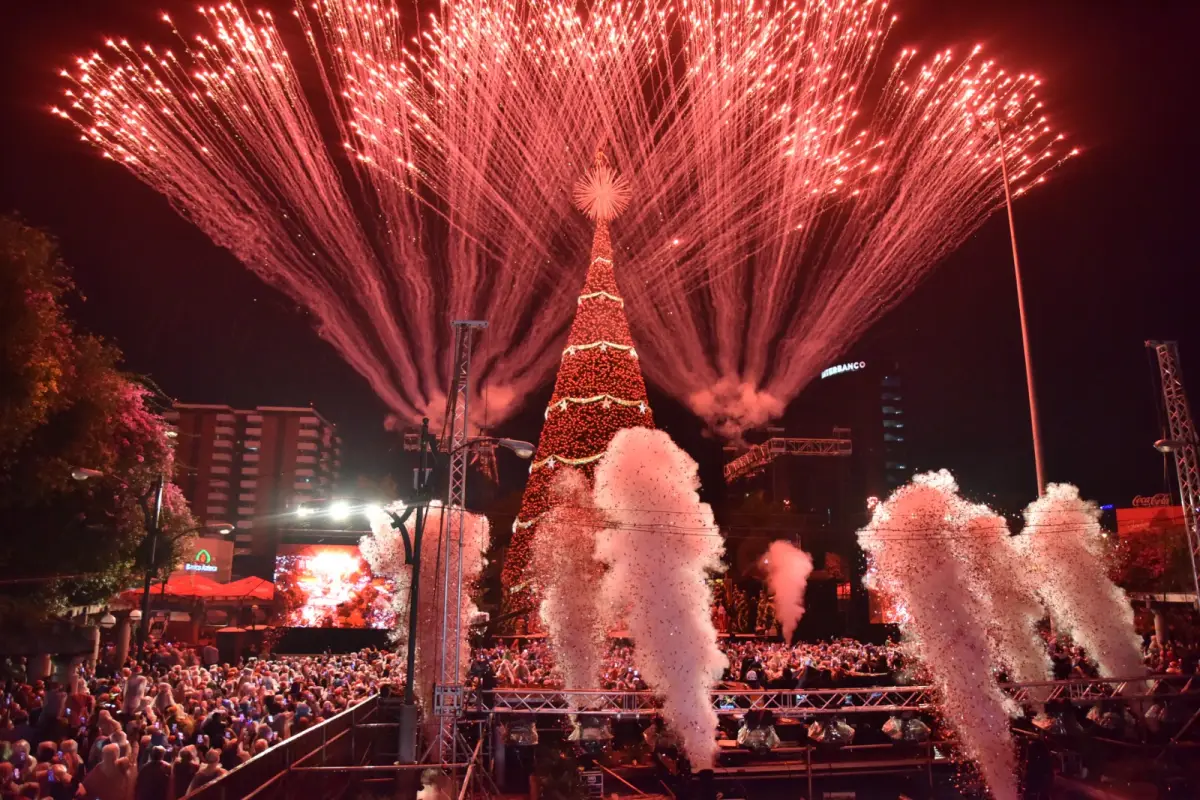 Las fiestas de Navidad quedaron oficialmente inauguradas con el encendido del Árbol Gallo 2024. Foto: EUDigital. 