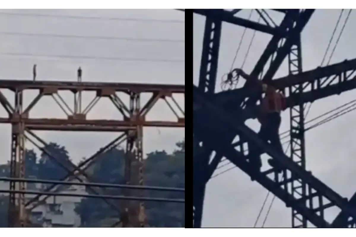 Los bomberos subieron a la estructura utilizando cuerdas para intentar rescatar a la persona., Bomberos Municipales