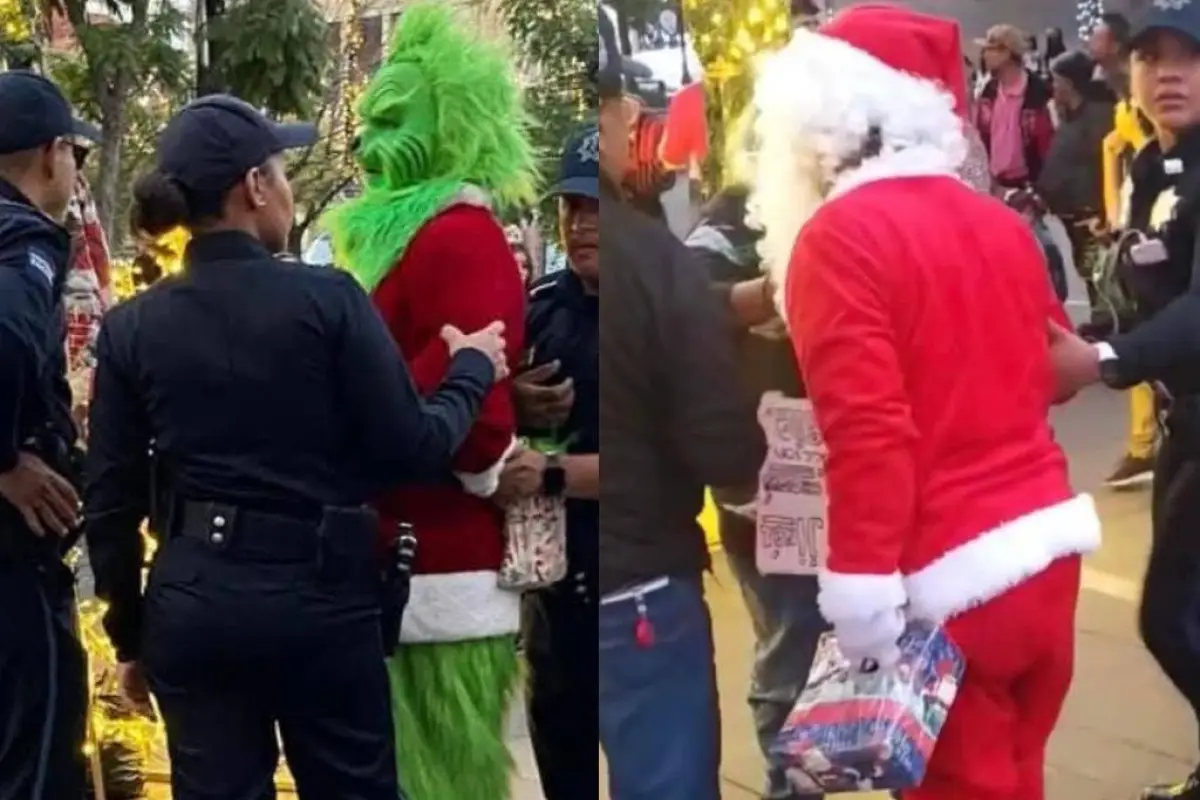 Santa Rina Face El Grinch y Santa Claus protagonizan riña en pleno centro histórico
