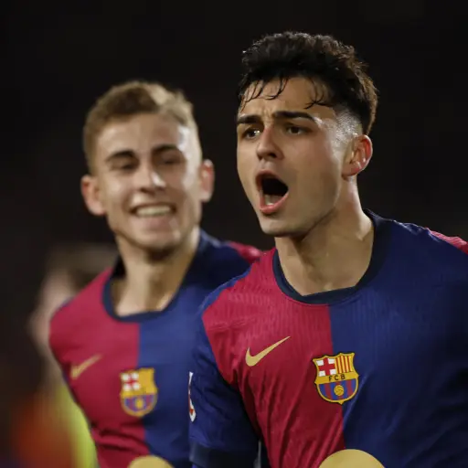 Celebración de Pedri ante el Atlético de Madrid ,EFE