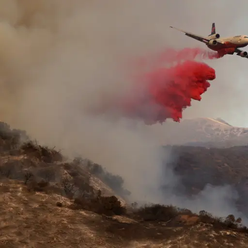 Un avión lanza retardante de fuego contra el incendio forestal de Palisades en Los Ángeles, California. ,Foto EFE