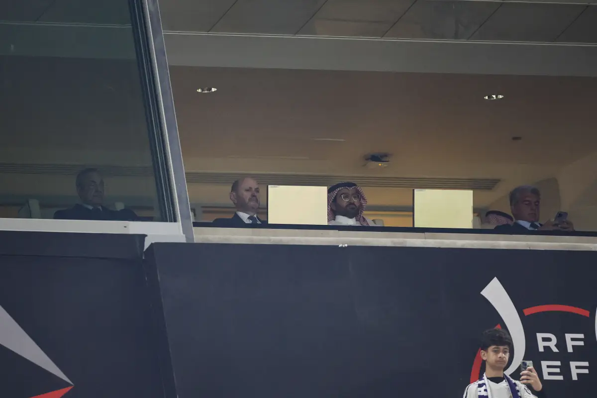 Florentino Pérez y Joan Laporta durante el partido de la final de la Supercopa de España.