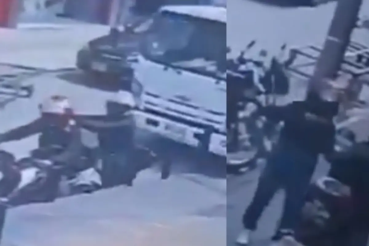 Asaltan a un motociclista y un testigo los atropella en venganza., Captura de pantalla video X.