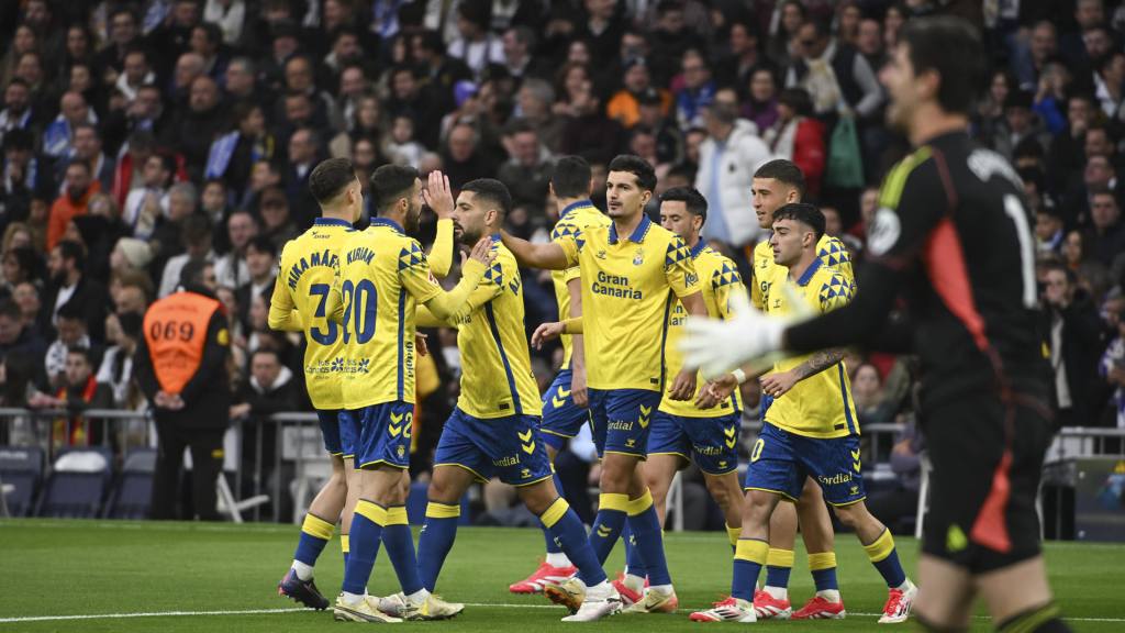 Celebración de Las Palmas ante el Real Madrid | EFE