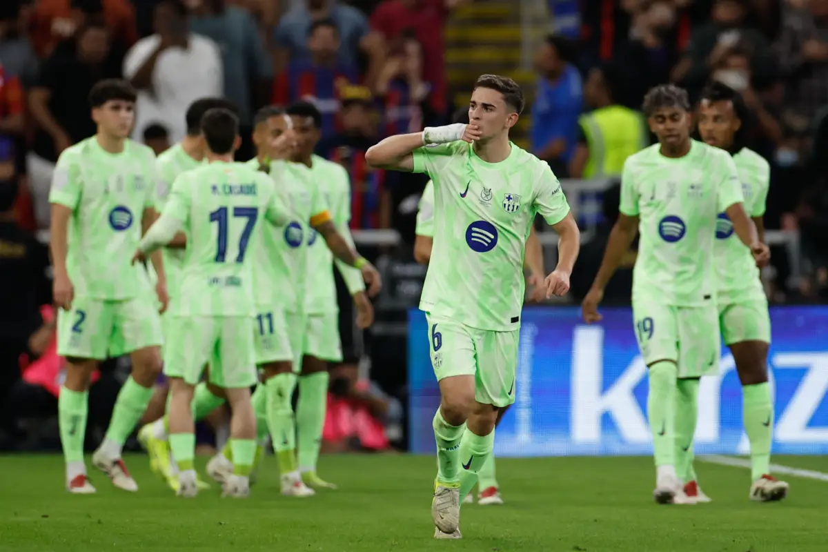 Celebración de Gavi ante el Athletic Club - EFE