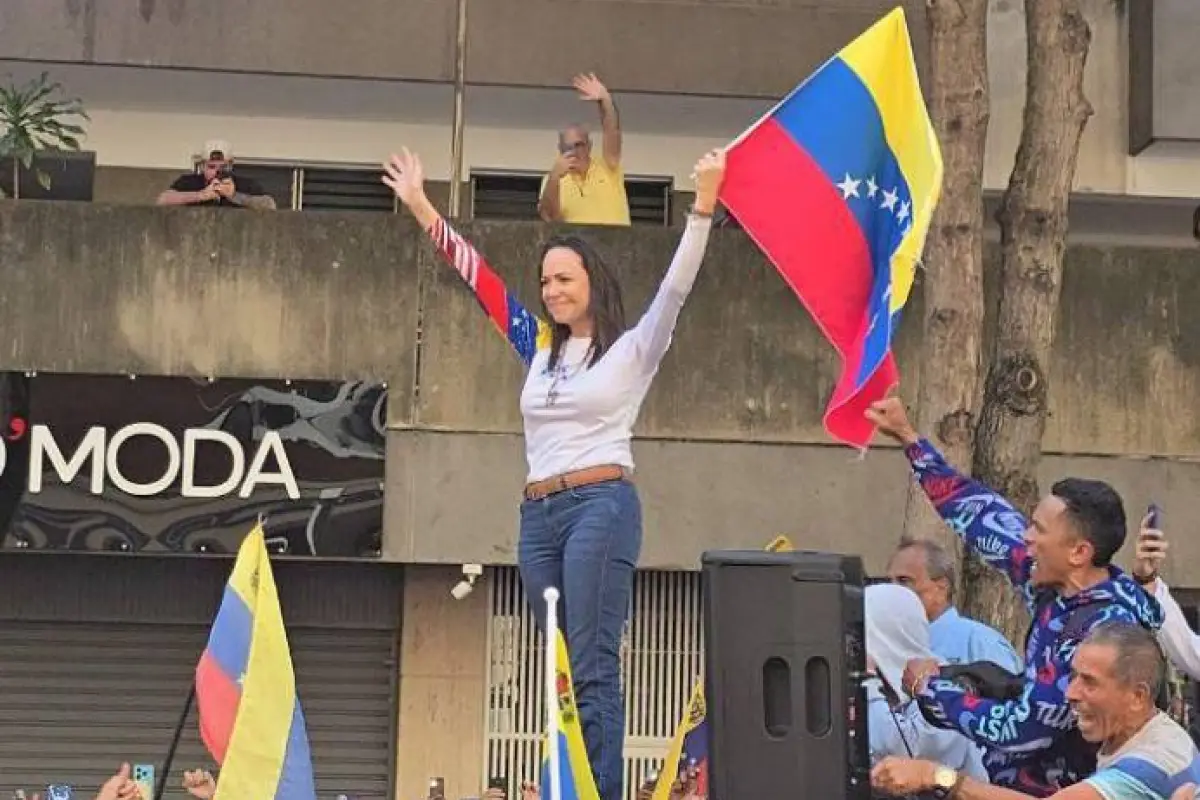 María Corina Machado reaparece en una protesta en Venezuela, Red social X