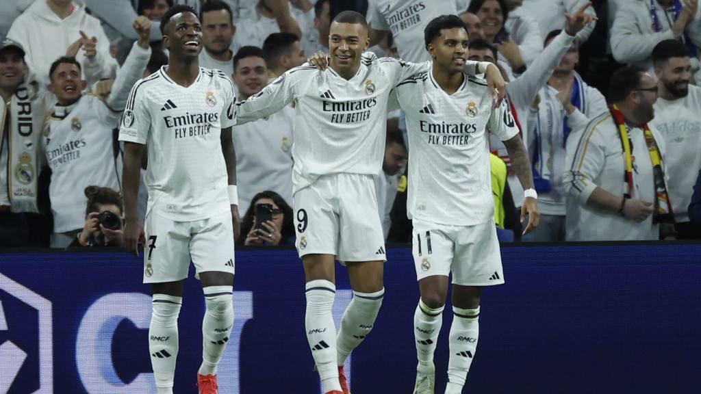 Celebración de Vinícius, Mbappé y Rodrygo | EFE