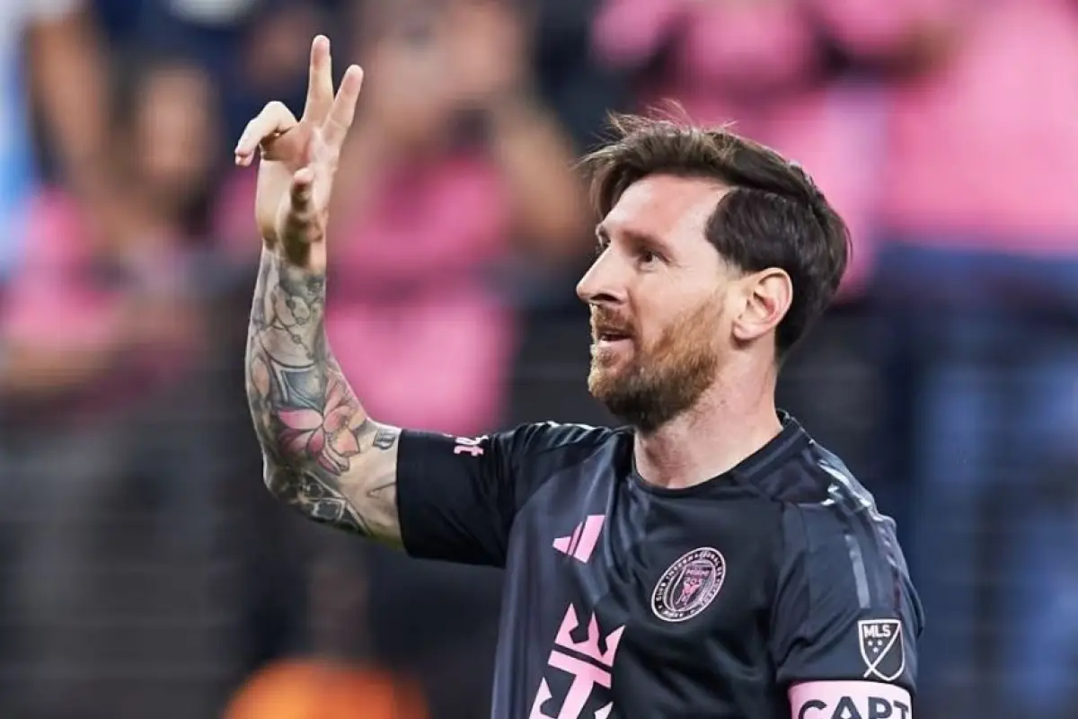 Lionel Messi en su festejo ante América de México 