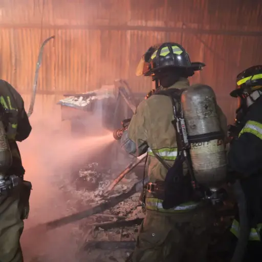 Los bomberos se arriesgaron al subir a los techos para agilizar la liquidación de fuego. ,Bomberos Voluntarios.