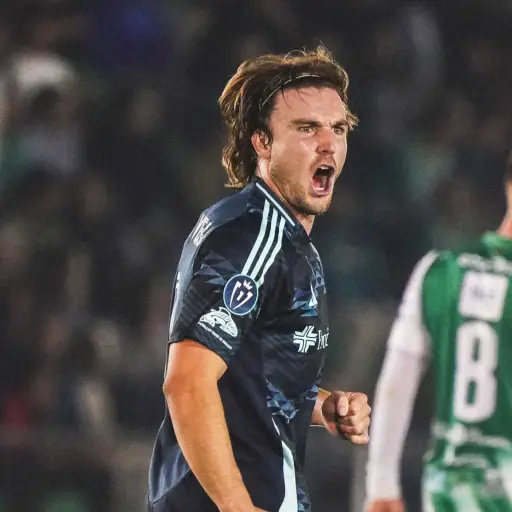 Celebración del argentino Pedro de la Vega ante Antigua GFC - Seattle Sounders