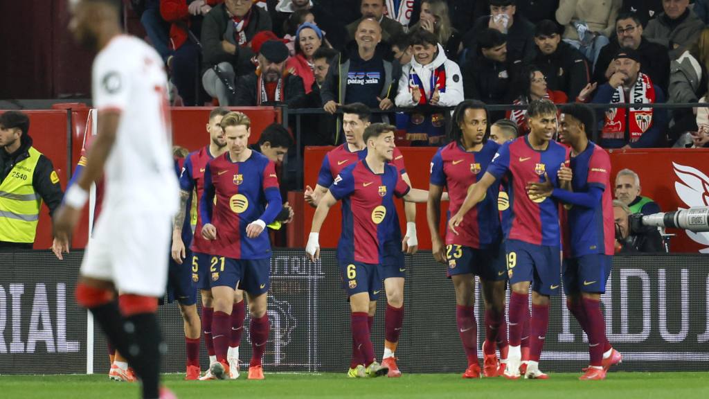 Celebración del FC Barcelona ante el Sevilla | EFE