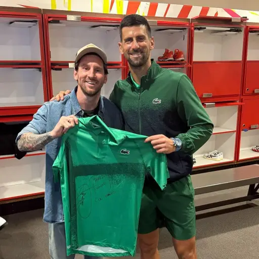 Leo Messi y Novak Djokovic comparten en el Masters 1000 de Miami - instagram @djokernole