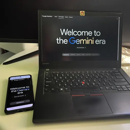 Fotografía de un ordenador abierto en la página de entrada de Gemini, el chatbot con inteligencia artificial de Google. ,Foto EFE