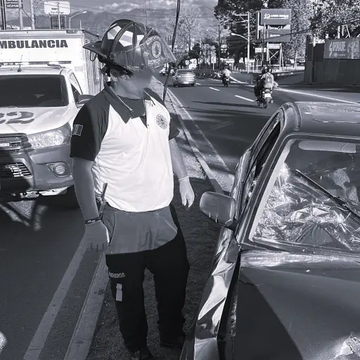 Los cuerpos de rescate intentaron salvar la vida del herido de bala. ,Bomberos Voluntarios.