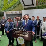 Nery Ramos, presidente del Congreso de la República en conferencia de prensa.  ,Foto Omar Solís