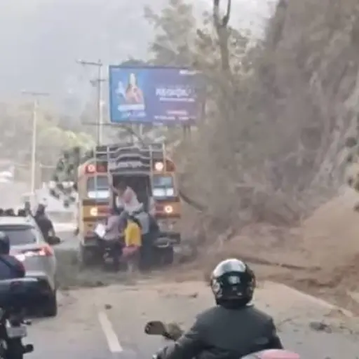 Árbol cae sobre bus en km 14 de la ruta al Pacífico