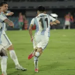 Celebración de Thiago Almada ante Uruguay - Argentina