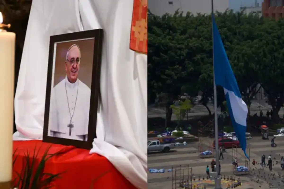 La bandera de Guatemala, a media asta por el luto tras la muerte del Papa Francisco., 