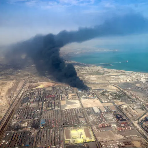 Explosión en puerto de Irán. ,Redes sociales.