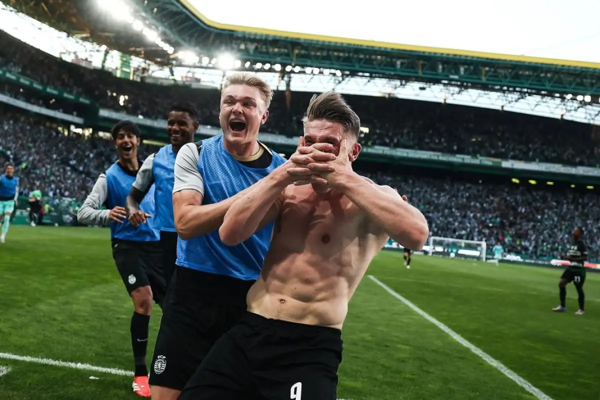 Celebración de Viktor Gyokeres tras el título del Sporting CP - instagram @sportingcp
