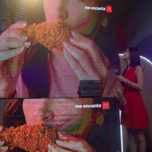 ataly Stuhlhofer, dirige la presentación del lanzamiento del Pollo McCrispy.  ,Foto Omar Solís