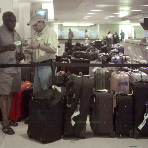 Foto de archivo de pasajeros en el aeropuerto de Newark, a la espera de recoger sus equipajes , EFE/EPA/Patti Sapone