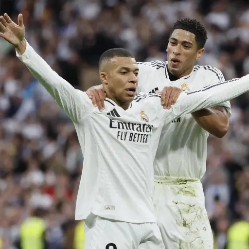 Celebración de Kylian Mbappé ante el Celta de Vigo  - EFE