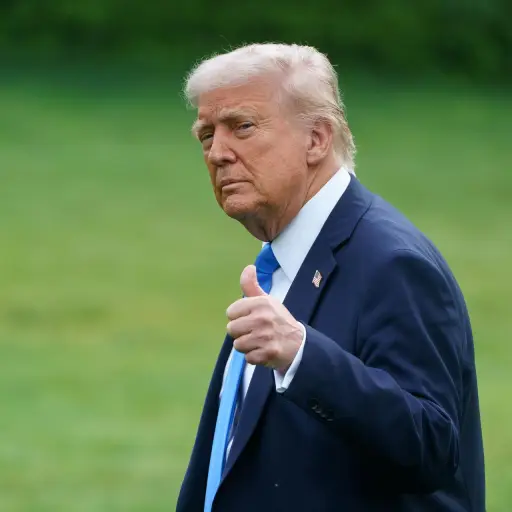 El presidente de Estados Unidos, Donald Trump, al saludar a la prensa, el pasado 1 de mayo, en los jardines de la Casa Blanca, en Washington DC (EE ,UU