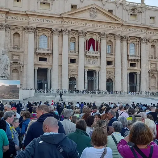 Un perro con atuendo papal llama la atención en el cónclave. ,Redes sociales.