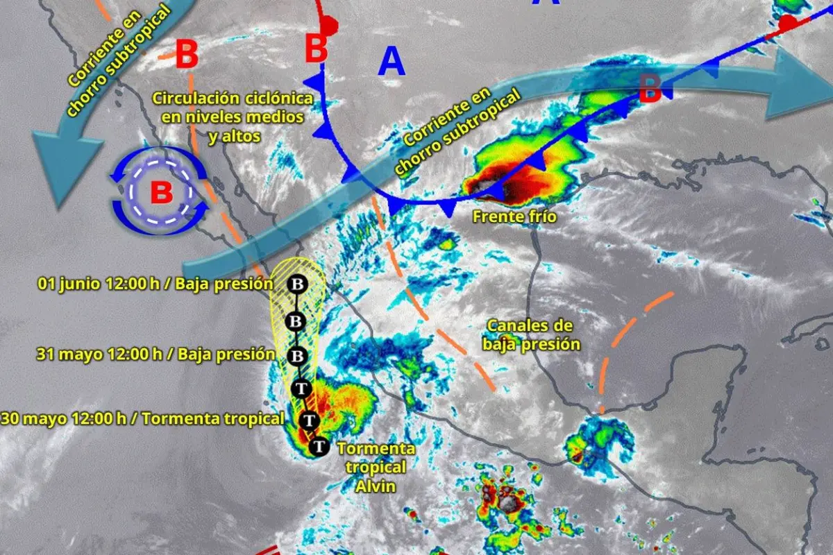 Tormenta tropical Alvin, cerca de México, CONAGUA