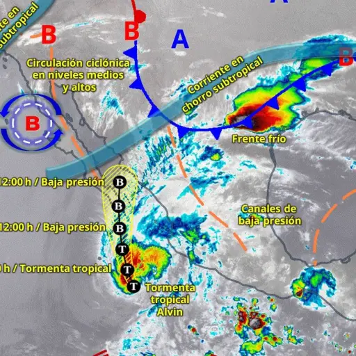 Tormenta tropical Alvin, cerca de México ,CONAGUA