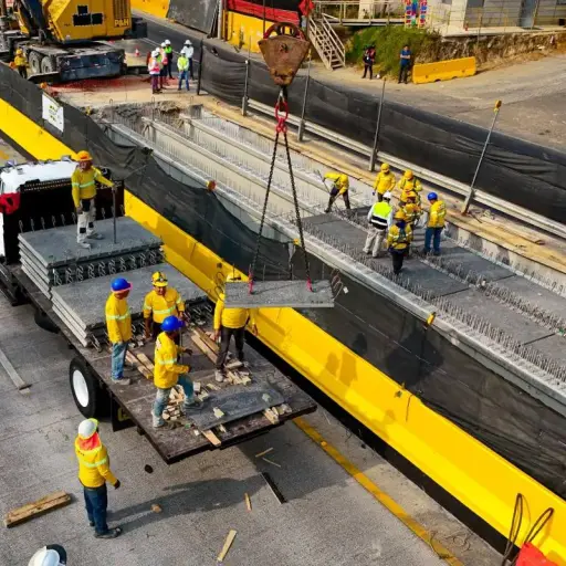 Instalación de vigas en el puente del kilómetro 11.5 de la carretera a El Salvador. ,Foto Archivo